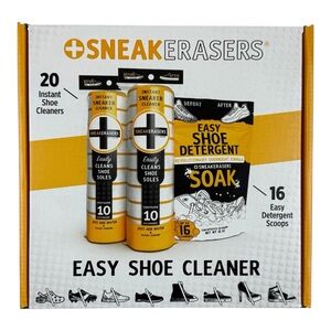 NEW SneakERASERS Combo 20 White Easy Shoe Cleaners & 16 Detergent Scoops